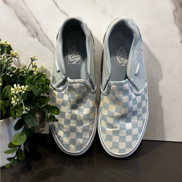 Vans Gray and White Checkered Slip-On Loafers - Picture 3 of 7